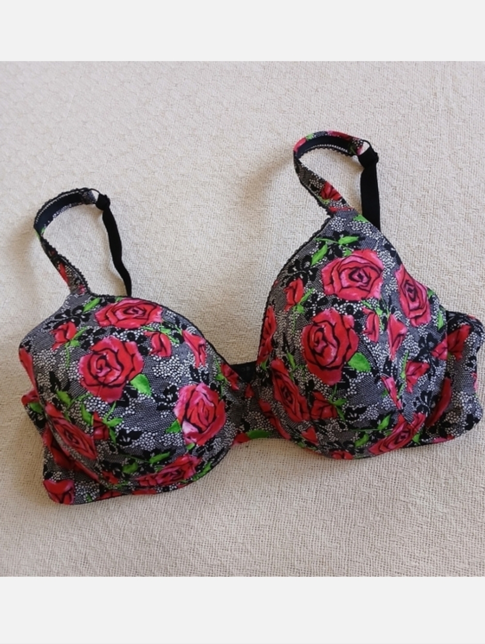torrid ♡ rose lace print bra 40d gothcore grunge sleeze whimsical romantic alt